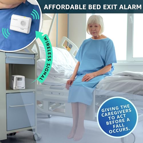 Wireless Bed Alarm with Motion Sensor and Caregiver Pager - size: 1 Motion Sensor + 1 Pager