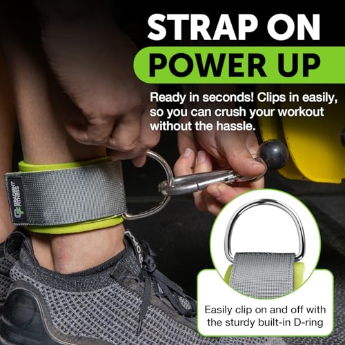 Ankle Straps for Cable Machines, Adjustable, 2 Pack - style: Gray / Green 1 D-Ring
