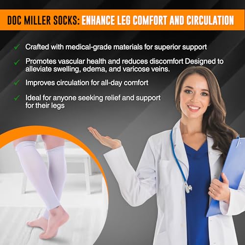 Doc Miller Calf Compression Sleeves 30-40 mmHg for Men & Women, 1 Pair - color: Gray, size: Large