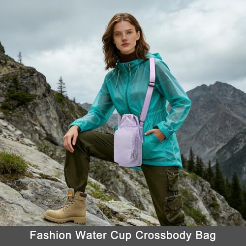 Water Bottle Carrier 32oz Adjustable Convenient holder with Handy Storage - color: Purple