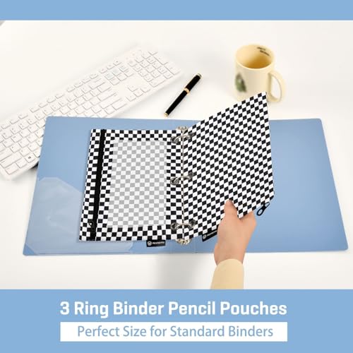Race Checkered Flag Pencil Pouches for 3 Ring Binder 2 Pack - color: Race Checkered Flag