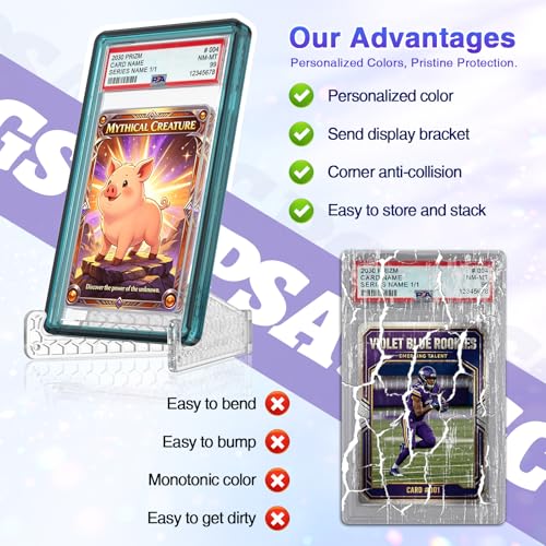 For PSA Graded Card Slab Protector Case Blue - color: Blue