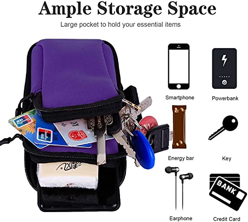 Phone Armband for iPhone Running Armband Cell Phone Holder iPhone 17 16 16e 15 14 13 12 11 Pro Max Xs Xr X 8 Plus Mini,Galaxy S26 S25 S24 S23 S20 Note Sports Exercise Workout Arm Band Sleeve - color: 3-Purple