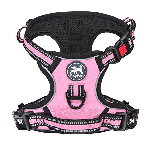 PoyPet Dog Harness Small, No Pull Vest with Front/Back Clip & Neck Buckle - color: Light Pink, size: S