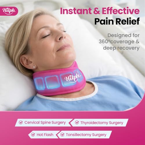 Hilph Neck Ice Pack Wrap, 45-Min Cooling for Tonsillectomy & Sore Throat - color: Red