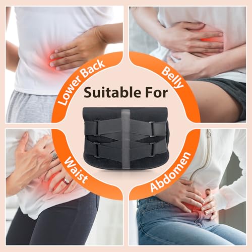 Cordless Heat Pads with Massage for Back Pain Relief, Portable Heated Belt for Lower Back with 3 Heat Levels & 3 Vibration Modes, 5000mAh Rechargeable Heated Back Support with Adjustable Strap