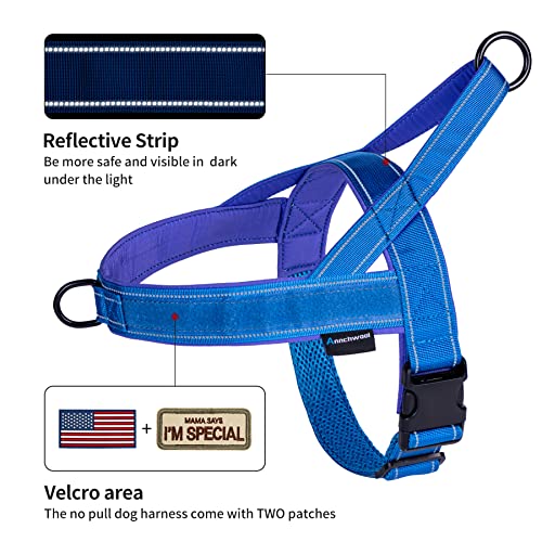 Annchwool No Pull Dog Harness with Soft Padded Handle(Blue,XS,1 in Width) - color: Blue, size: XS