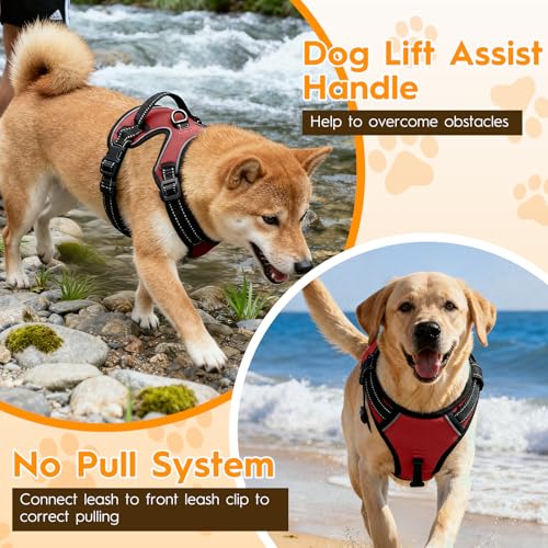 No Pull Dog Harness, No-Choke Soft Padded Reflective Dog Vest Harness with Front Clip & Top Handle, 2 Quick-Release Buckles, Adjustable for Small Medium Large Dogs - color: Antique Rose, size: X-Small