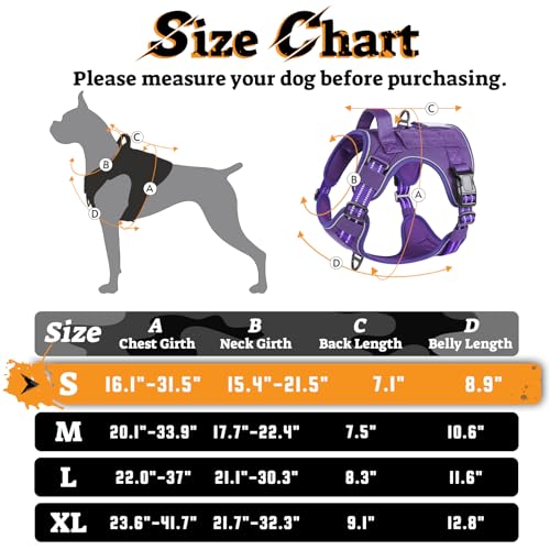rabbitgoo Tactical Dog Harness for Small Dogs, No Pull Service Pet Vest - color: Purple, size: S(Chest:16.1"-31.5",Neck:15.4"-21.6",Back:7.1")