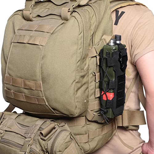 Tactical Molle Water Bottle Pouch & Adjustable Radio Holster Pouch Holder - color: Army Green