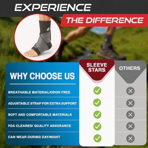 Sleeve Stars Ankle Brace Men & Women Support (Single/M:10"-12"/Dark Brown) - color: Dark Brown, size: Medium