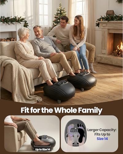CILI Shiatsu FSA Foot Massager with Heat and Compression, Knead Rolling HSA Feet Massager for Neuropathy, Plantar Fasciitis, Remote Control, Up to Men Size 14" - color: Light Black
