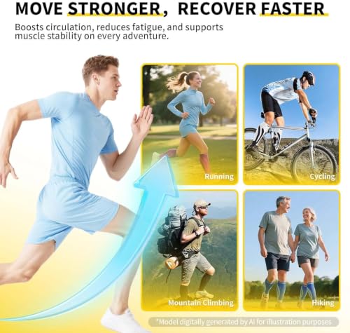 CAMBIVO Calf Compression Sleeve 3 Pairs Footless Compression Socks Running - color: Dark Blue, size: Small-Medium
