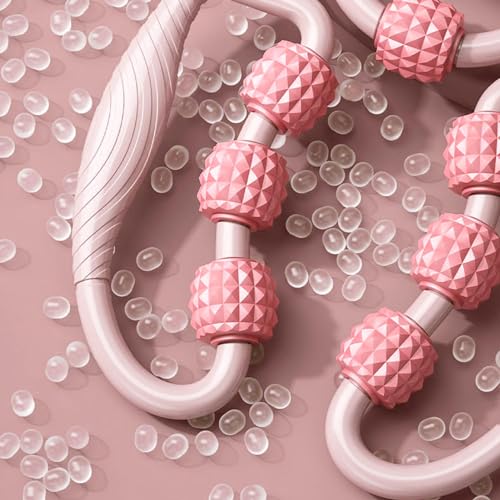 HEEPDD 9 Wheels Muscle Roller, Leg Massager Muscle Relaxation Stretching Roller Foam Roller Deep Tissue Massager for Thigh Arms Leg Waist (Pink) - color: Pink