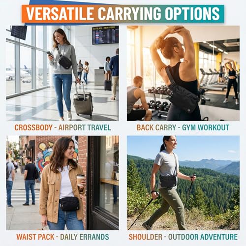 Pander Nylon Crossbody Belt Bag with Excess Strap Keepers, 6-Pocket Adjustable Sling Fanny Pack for Travel and Everyday Carry, Grey Sage - color: Grey Sage