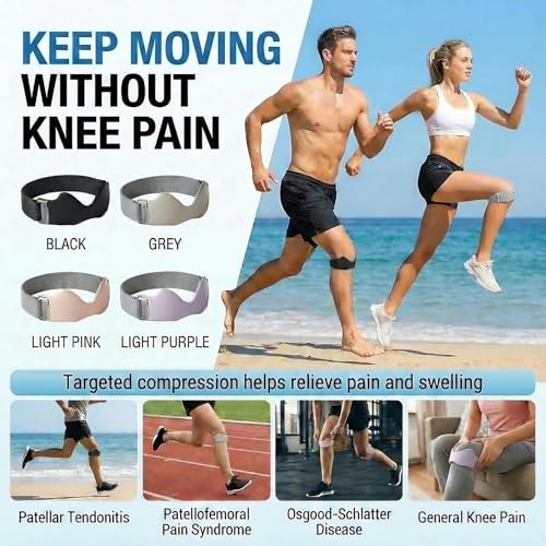 Silicone Patellar Tendon Knee Strap for Men & Women, Non-Slip Targeted Support for Jumper's Knee, Running, Squats & Walking, Lightweight Adjustable Under-Kneecap Brace Daily Activity, (Grey, 2 Pack) - color: Grey