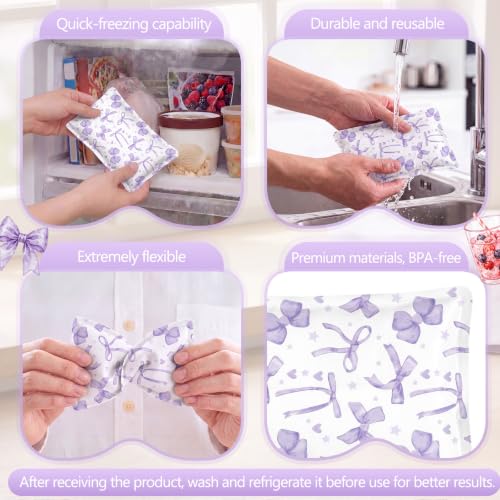 VIHOSE 2 Pcs Ice Packs for Lunch Box Bag - color: Purple, style: Bow