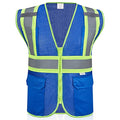 High Visibility Reflective Safety Vest with Zipper and Pockets Blue,M - color: Blue, size: Medium
