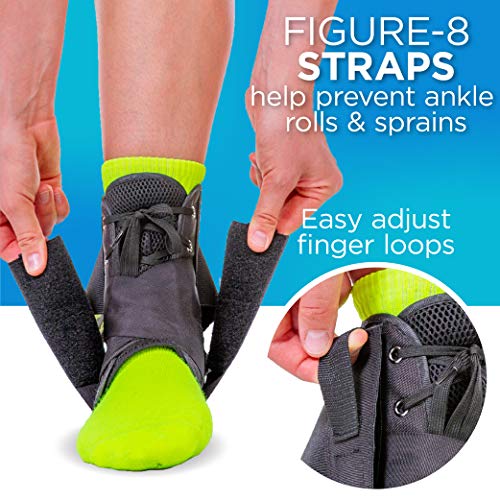 BraceAbility Sports Ankle Brace - Best Lace Up Figure 8 Sprained, Rolled or Twisted Treatment Active Support Wrap Stabilizer Splint for Basketball, Volleyball, Soccer, Working Out, Running Pain (XL) - size: X-Large