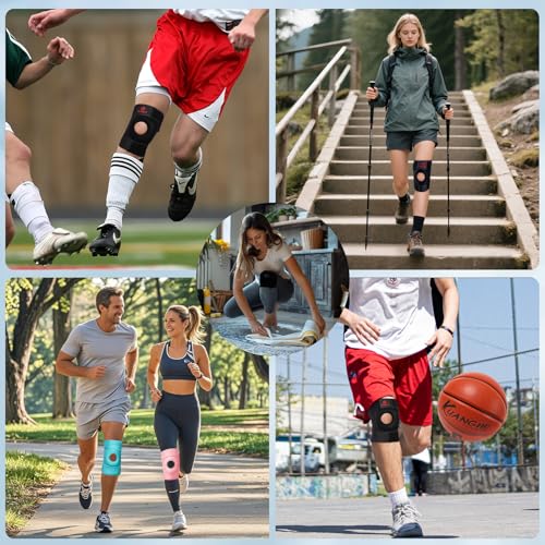 Kuangmi Knee Brace with Side Stabilizers & Patella Gel Pad,Adjustable Compression Knee Support with Arthritis Relief,Injury Recovery,Running,Weightlifting,Climbing(Black,2-Springs,S/M - color: Black(2 Springs), size: S/M
