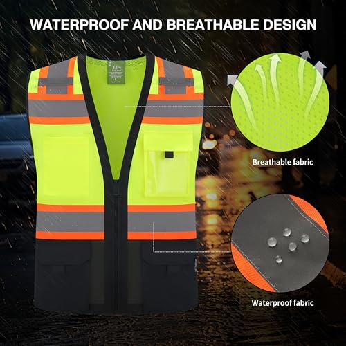 Gasoline Class 2 High Visibility Reflective Safety Vests Women & Men - color: Yellow Black, size: X-Small