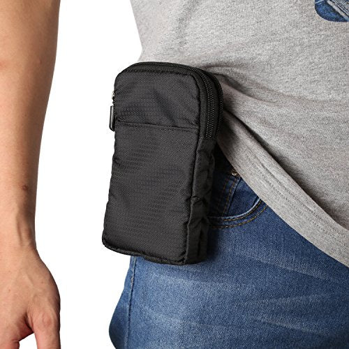 Cellphone Belt Clip Holster Men, Nylon Crossbody Cell Phone Purse, 6.9" Cellphone Belt Case Holder Mens Smartphone Belt Loop Pouch Zipper Pockets for iPhone 17 16 15 14 13 Pro Max Case 7 8 Plus, Black - color: Black 6.9 Inch (10*18*3.5 CM)
