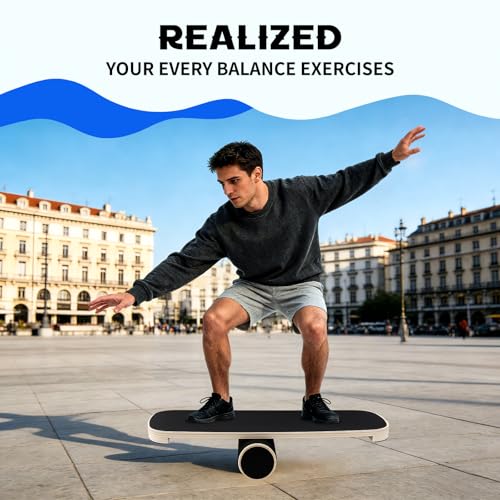Balance Board for Adults, Wooden Surf Trainer with Roller
