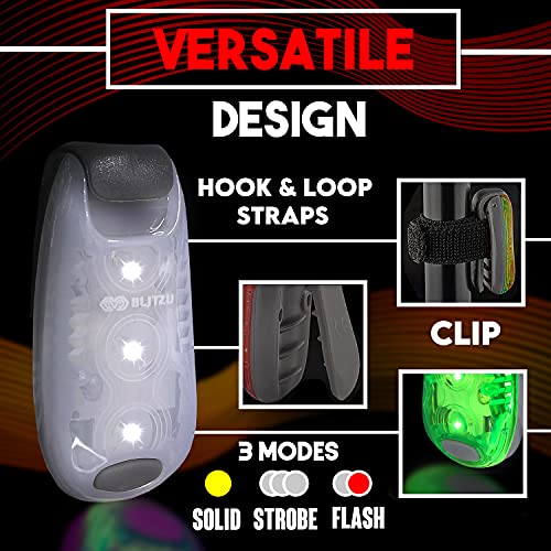 LED Safety Lights 4 Pack, Clip On High Visibility Strobe Light for Walk Run - color: White