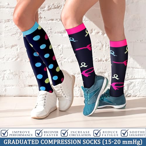 FEYHAY Copper Compression Socks (3 Pairs) 15-20 mmHg Circulation is Best Athletic & Daily for Men & Women, Running, Climbing - color: 27 Round Dot, size: Small-Medium