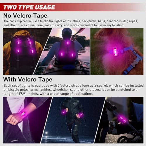 Nilight LED Safety Light 4PCS Pink Marine Navigation Bike Tail Lights - color: 3LED Safety Light-Pink