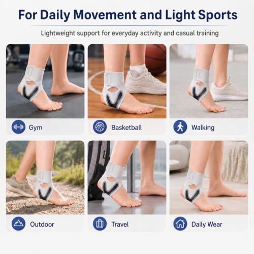 2 Pack Lightweight Adjustable Ankle Brace for Women and Men, 1 Pair Sports - color: Large-Gray