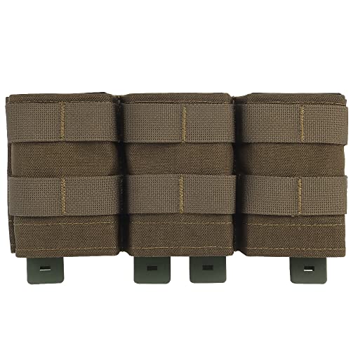 Triple Molle Mag Pouch 5.56 Tactical Open Top Magazine Holder Carrier with Quick Release Magazine Pouch Insert - color: RG