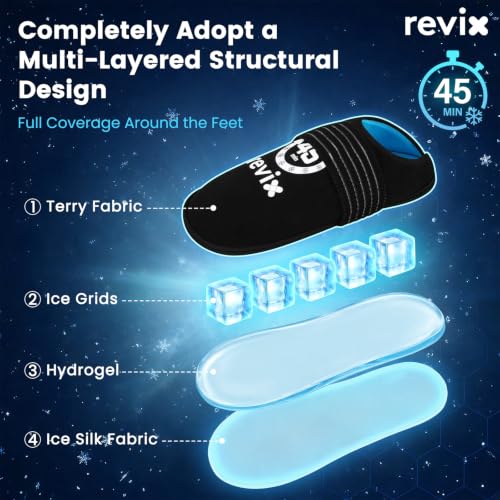 REVIX 45-Min Long-Lasting Foot Ice Wraps, Reusable Gel Ice Pack Slippers - size: Standard