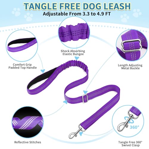 SlowTon No Pull Small Dog Harness and Leash Set with Front Clip - color: Purple, size: X-Small