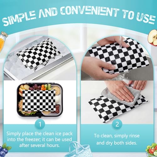 VIHOSE 2 Pcs Ice Packs for Lunch Box Bag - color: Black,White, style: Checkerboard