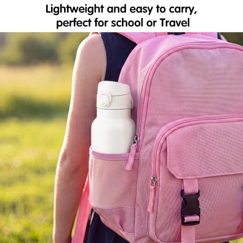 GOPPUS 17oz Kids Insulated Water Bottle, Leak-Proof Flip Lid & Carry Handle - color: White