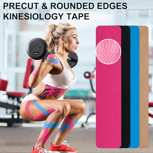 52CT Precut Kinesiology Tape Strips-Latex-Free Kinetic Tape for Pain Relief