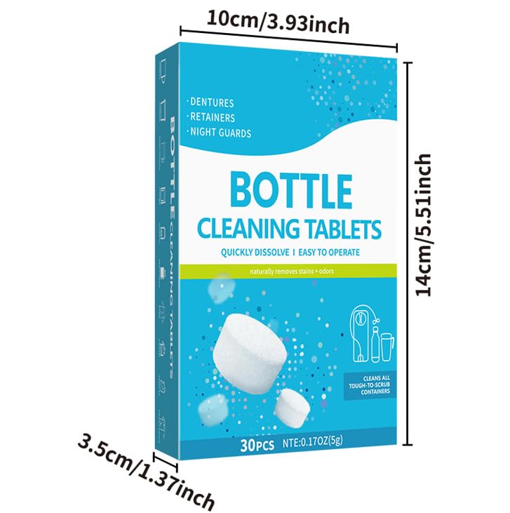 30 Pack Water Bottle Cleaning Tablets,Removing Limescale and Tea Stains