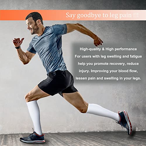 FEYHAY Copper Compression Socks (8 Pairs) 15-20 mmHg Circulation is Best Athletic & Daily for Men & Women, Running, Climbing - color: 07 White, size: Large-X-Large