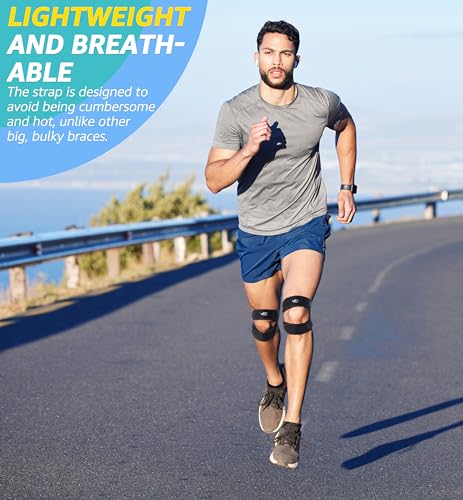 HiRui Dual Patella Knee Straps, Knee Brace Patella Stabilizer for Knee Pain Relief Running Tennis Jumping Arthritis Tendonitis, Joint and Muscles Protection - Adjustable (Black) - color: Black