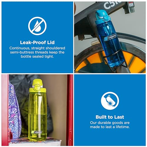 Nalgene 24 oz On The Fly Lock-Top Water Bottle, Blue w/Aqua - color: Blue with Aqua, size: 24 Ounces