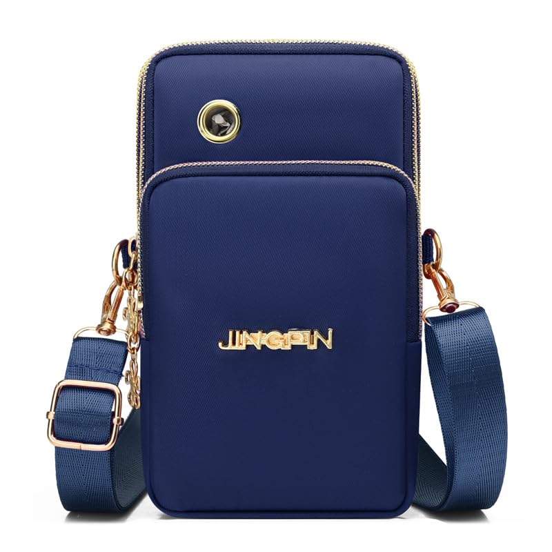 Crossbody Phone Bag Universal Armbands Phone Holder Pouch Case With Earphone Hole, Shoulder Handbag With Adjustable Strap - color: Blue