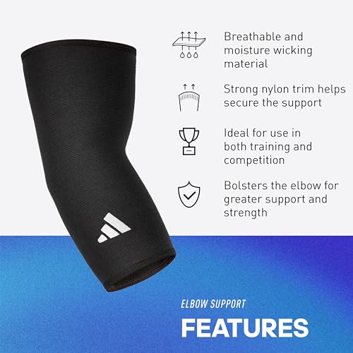 adidas Elbow Support Sleeve - Seamless and Smooth Elbow Support for Training, Competitions, and General Fitness - Ergonomic Design, Nylon Trim - Durable & Breathable - Black (Red Logo), Small - size: Small, style: adidas Elbow Support
