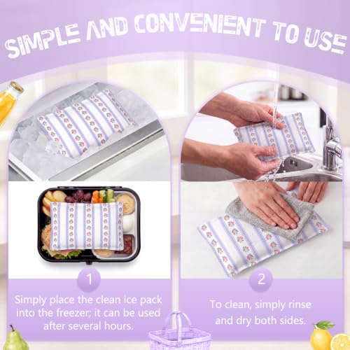 VIHOSE 2 Pcs Ice Packs for Lunch Box Bag - color: Purple, style: Primrose