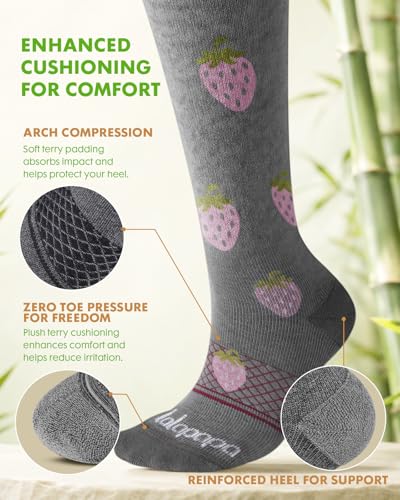 Bamboo Viscose Compression Socks for Women - color: Strawberry, size: Large-X-Large