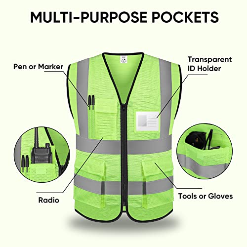 TICONN High Visibility Reflective Safety Vest for Men & Women, ANSI Class 2 - color: Green, size: 4X-Large