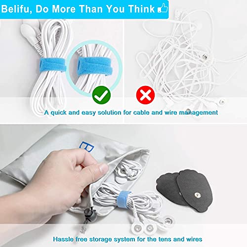 Belifu Dual Channel TENS EMS Unit 24 Modes Muscle Stimulator for Pain Relief Therapy, Electronic Pulse Massager Muscle Massager with 10 Pads, Dust-Proof Drawstring Storage Bag, Fastening Cable Ties - color: Black