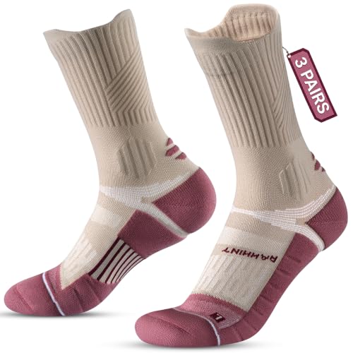 Coolmax Running Socks for Women Stay Dry Cloud Cushioned Compression - color: Pink, size: 5-8