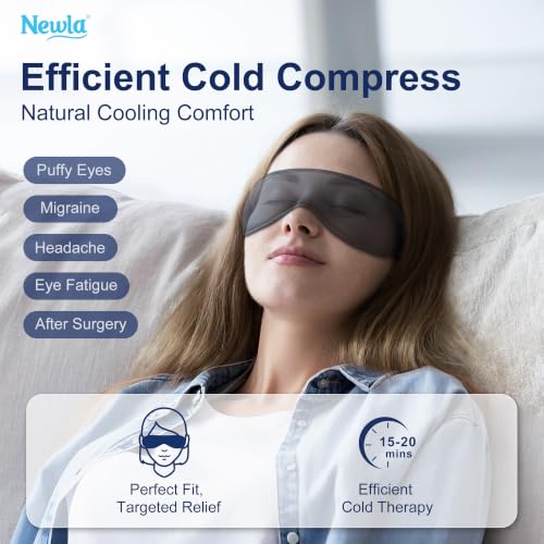 Cooling Gel Eye Mask for Puffiness, Contoured Cold Compress for Eyes, Black - color: Black
