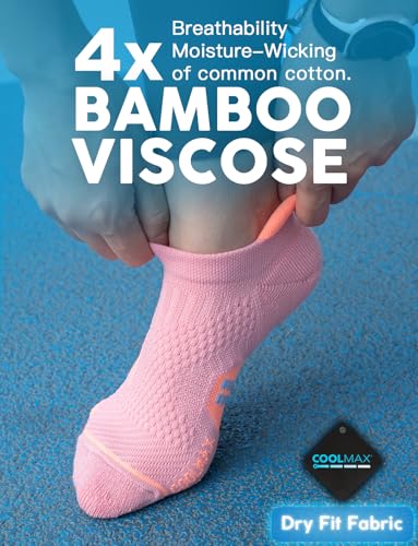 Juclise Women's No Show Compression Running Socks, 3 Pairs - color: Bright Lilac+aqua+dusty Pink, size: Large